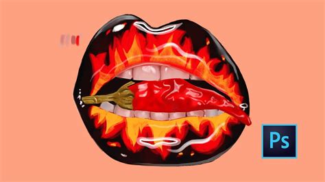 How To Draw Hot Fire Lip In Photoshop Time Lapse Video Youtube