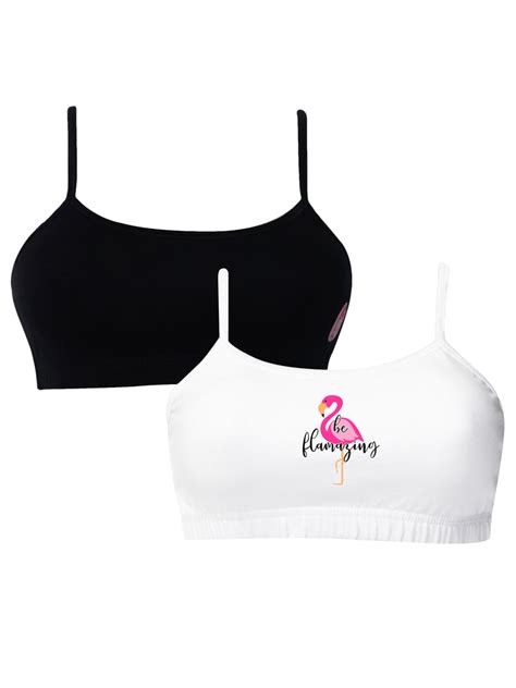 D Chica Pack Of 2 Beginners Bra Non Padded Non Wired Black And White Fla