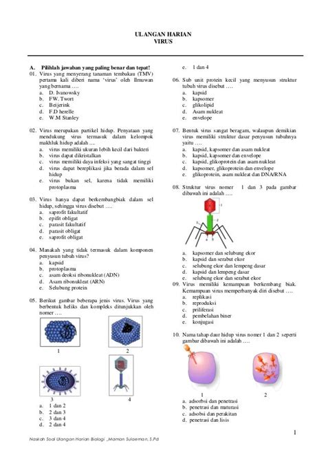 Soal Dan Jawaban Virus Biologi Kelas X Kompas Sekolah