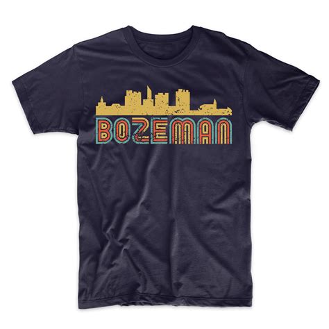 Mens Bozeman Shirt Retro Vintage Style Bozeman Montana Skyline T