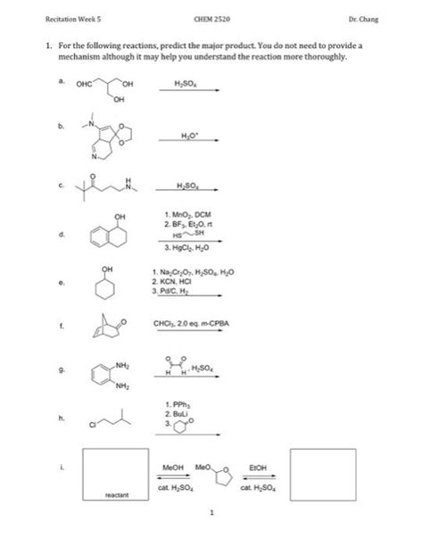 Solved 1 For The Following Reactions Predict The Major Chegg