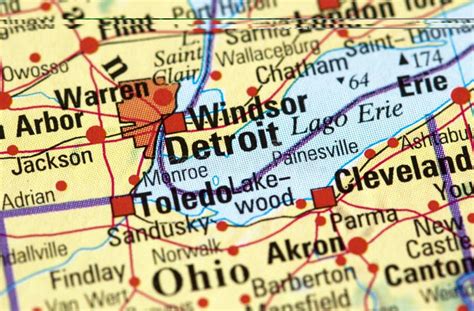 Detroit on the map stock image. Image of direction, push - 30595903