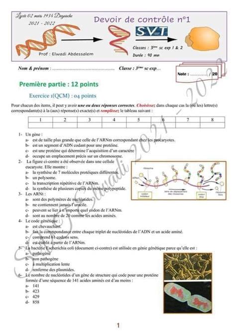 Me Sc Exp Rimentales Sciences Svt Devoir De Contr Le Svt Avec