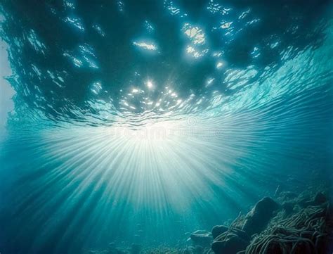 Dark Blue Ocean Surface Seen From Underwater Abstract Waves Underwater