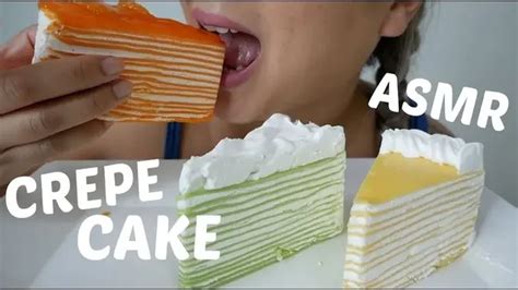 Asmr Crepe Cake No Talking Soft Relaxing Eating Sounds Ne Lets Eat