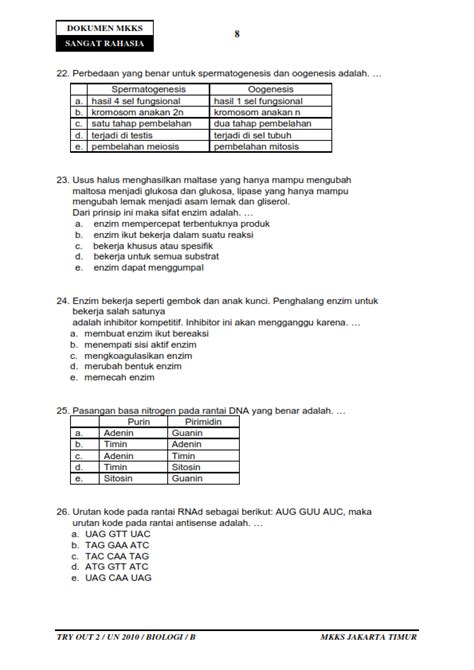 Biologi Gonzaga Try Out 4 Biologi Jakarta