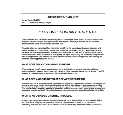 Iep Transition Plan Template Pdf Template