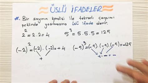 8 Sinif ÜslÜ İfadelerİn Özellİklerİ Konu Anlatim Youtube