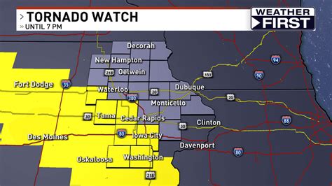 Tornado Watch Issued For Parts Of Eastern Iowa Until 7 Pm Saturday