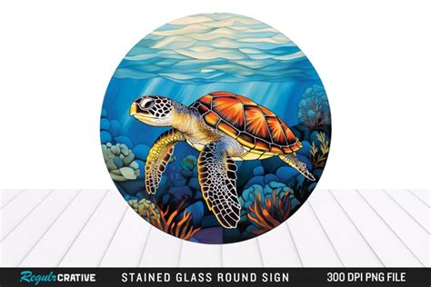 Stained Glass Sea Turtle Wind Spinner Sublimation Png