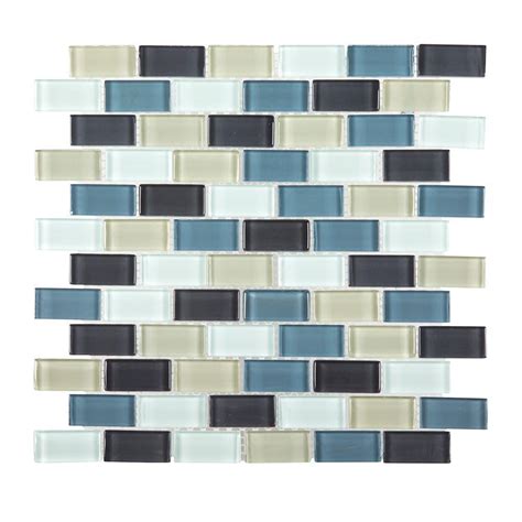 Jeffrey Court Shoreline Brick 12 In X 12 In X 8 Mm Glass Mosaic Wall