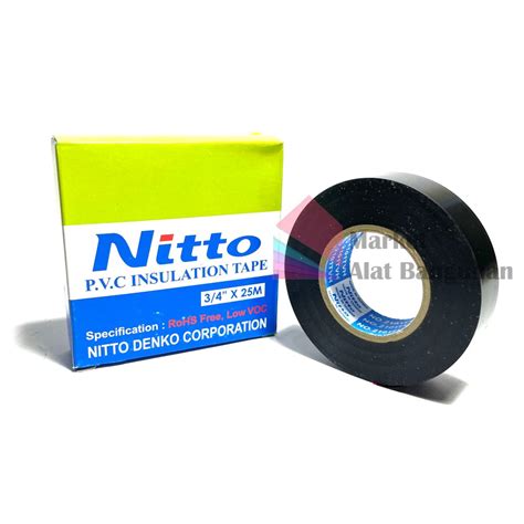 Isolasi Listrik ORIGINAL NITTO Tape Hitam PVC Kabel Nito 3 4 X 25M