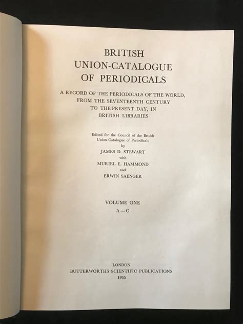 British Union Catalogue Of Periodicals A Record Of The Periodicals Of