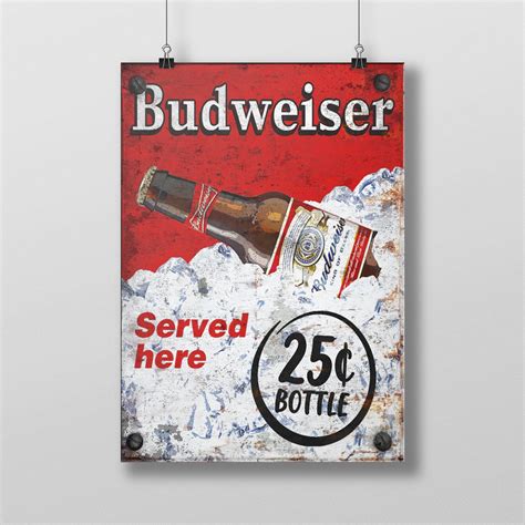 Budweiser Bar Sign Retro Style Artwork Budwieser Beer Poster Etsy Uk