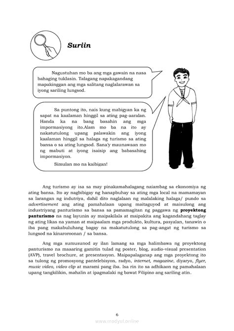 Filipino 7 Modyul 11 Proyektong Panturismo Grade 7 Modules