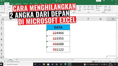 Cara Menghilangkan Dua Angka Dari Depan Di Excel Youtube