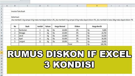 Rumus If Diskon Pada Excel Menggunakan Kondisi Dan Menggunakan Rumus