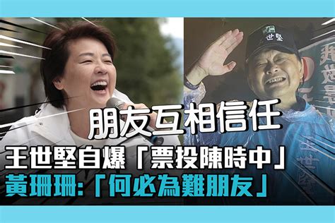 【cnews】王世堅自爆「票投陳時中」 黃珊珊：他政治壓力大「何必為難朋友」 匯流新聞網