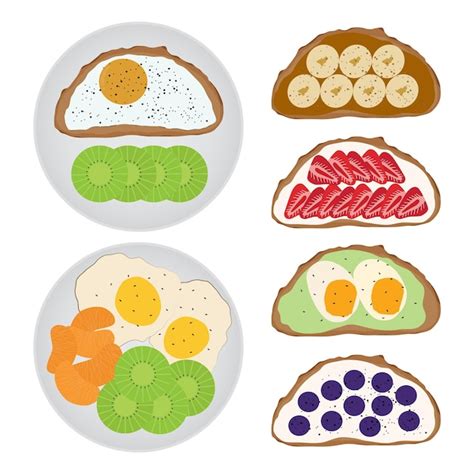 Premium Vector Set Of Healthy Breakfast Toast Food Illustration