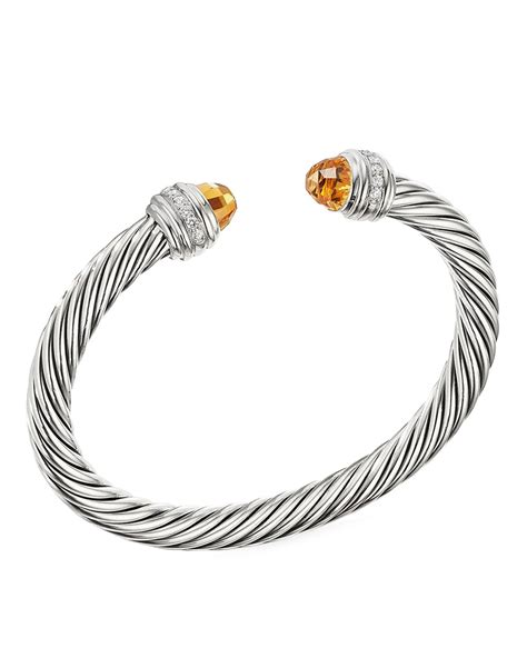 David Yurman Cable Bracelet W Diamonds Citrine Neiman Marcus