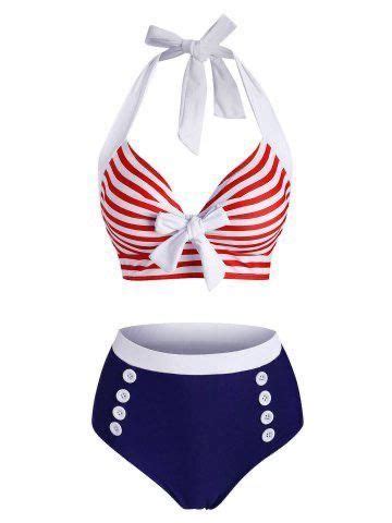 1950s Striped Colorblock Retro Bikini Set Artofit