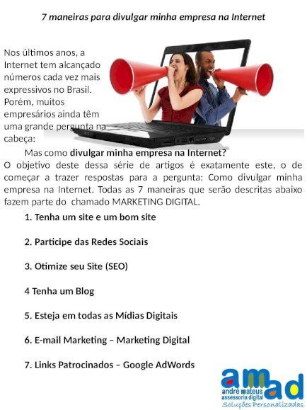 PPTX As 7 Maneiras De Divulgar Minha Empresa Na Internet Parte