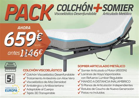 Pack Somier Articulado Colchón Viscoelástico New Colchón