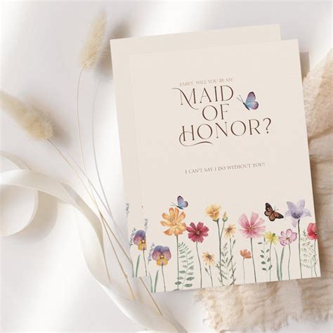 Simple Colorful Wildflower Be My Maid Of Honor Invitation Zazzle