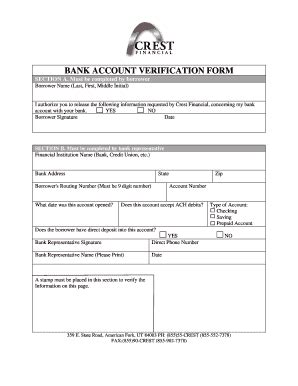 Bank Account Verification Form Fill And Sign Printable Template Online