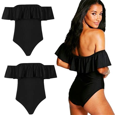 Off Shoulder Swimwear Lotus Leaf Women Padded Bra Bandage Bikini Set