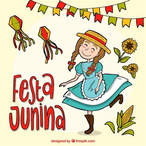 Fondo De Festa Junina Con Chica Vector Gratis