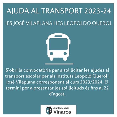 Ajudes Al Transport Escolar Curs 2023 2024 Diari Del Maestrat