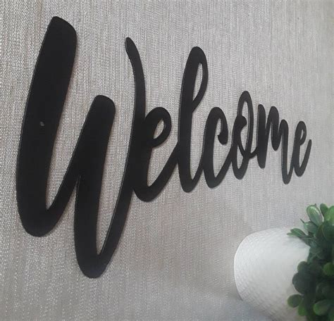 Welcome Sign Cursive Welcome Sign Metal Wall Sign Custom Metal - Etsy