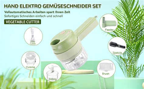 4 In 1 Handheld Elektrischer Gemüseschneider Hand Elektro