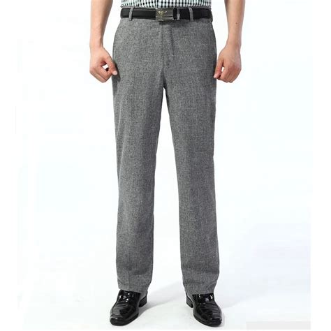 Hyweacvar Mens Summer Thin Breathable Linen Pants Formal Suit Pants