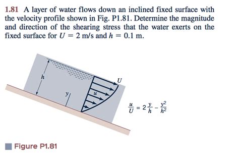 Solved 1 81 A Layer Of Water Flows Down An Inclined Fixed Surface