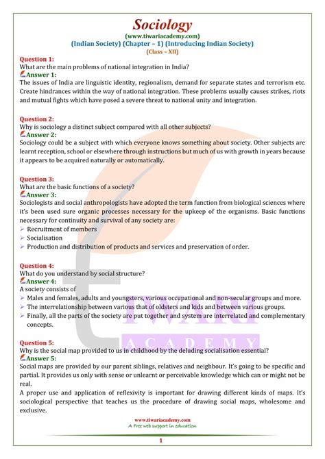 Ncert Solutions For Class Sociology Chapter Introducing Indian