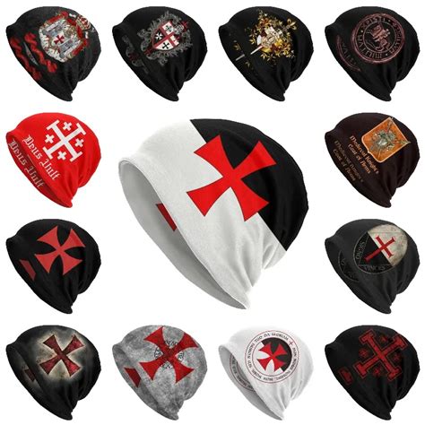 Knights Templar Flag Beanie Cap Unisex Winter Warm Bonnet Femme Knit