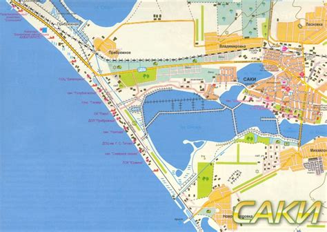 Карта Саки (Крым) с санаториями в хорошем качестве