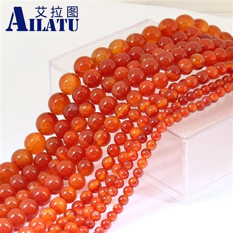 Ailatu High Grade Natural Red Carnelian Round Gem Onyx Stone Beads