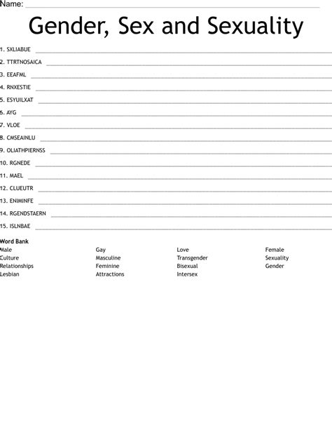 Gender Sex And Sexuality Word Scramble Wordmint
