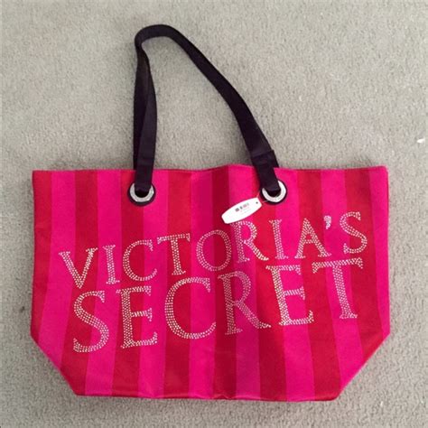 Victorias Secret Bags Pink Striped Victorias Secret Tote Poshmark