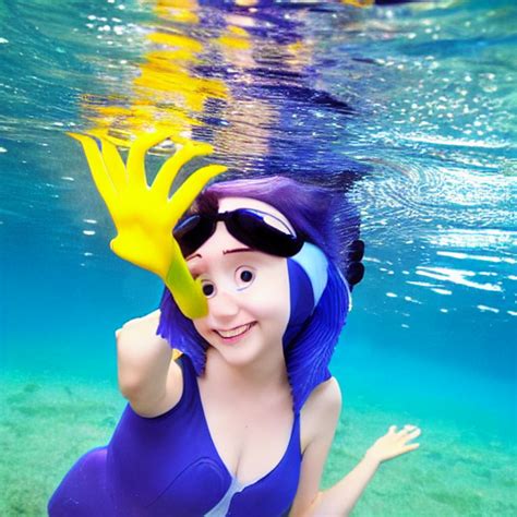 Prompthunt Of Dory From Finding Nemo Human Cosplay Underwater Photo