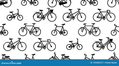 Bicycle Seamless Pattern Vector Cycling Isolated Vintage Background