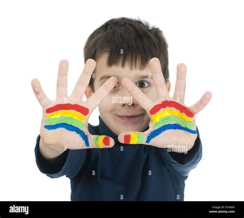 Boy Hands Painted Colorful Paint Hi Res Stock Photography And Images