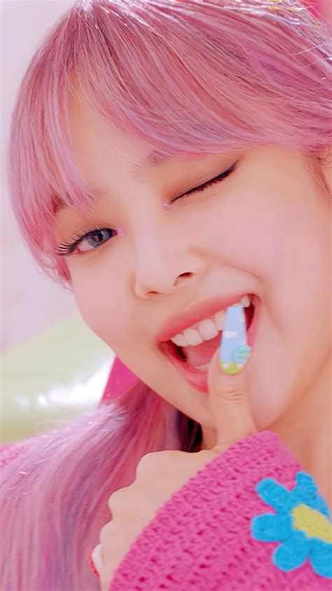 Blackpink 블랙핑크 Kpop K Pop Girls Ice Cream Jennie 제니 Kim Jennie 김제니 Wink Pink Hair 4k