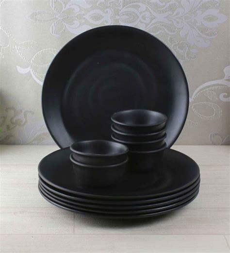 Buy Servewell Piece Black Melamine Dinner Set By Vareesha Online