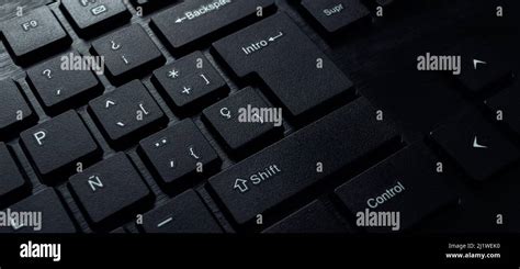 Close Up Of Computer Black Keyboard Technology Concept With Copy Space