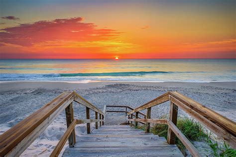 Sunrise Jupiter Island At Coral Cove Park Stairs Photograph By Kim Seng Fine Art America