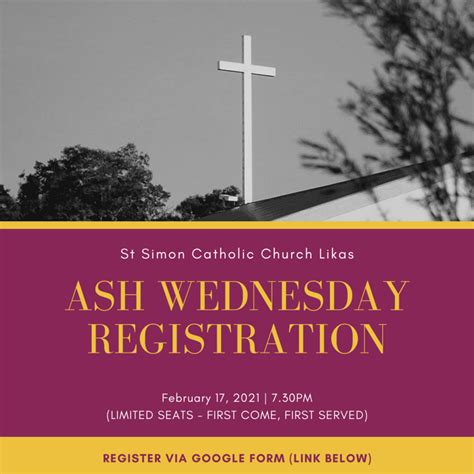 Ash Wednesday Registration St Simon Catholic Church Likas